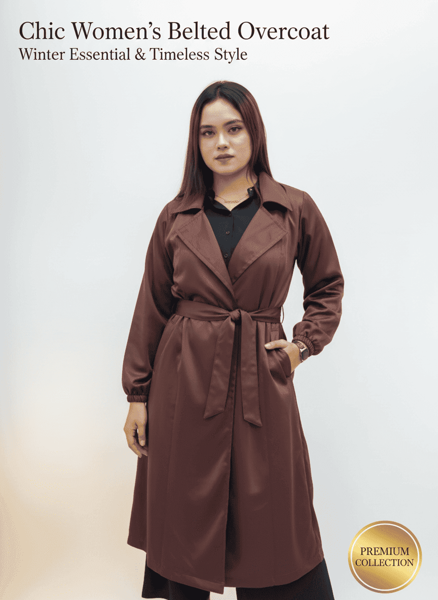 Chic Belt & Pocket Overcoat Rock