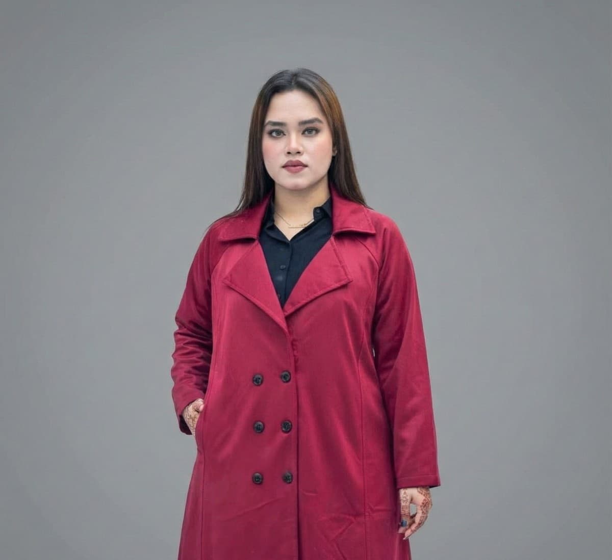 Chic Classic Overcoat Light Maroon