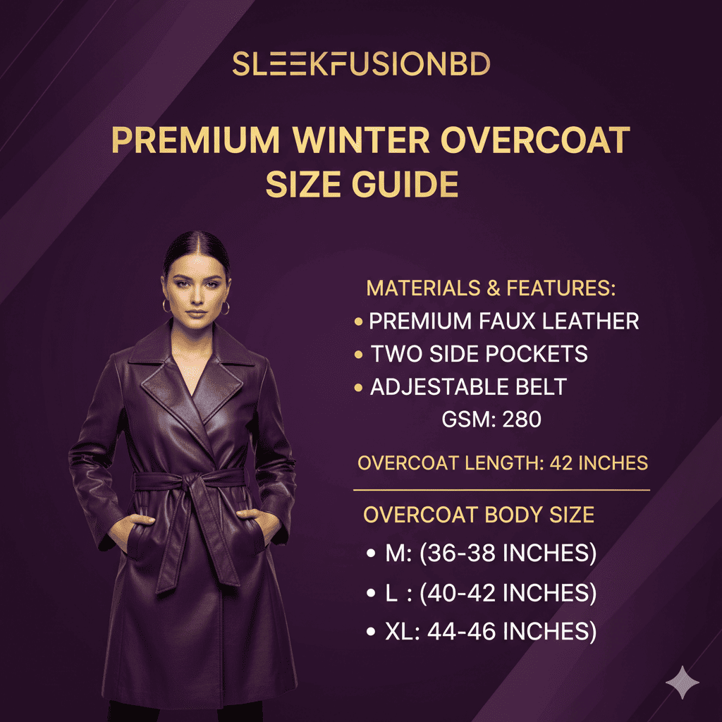 Premium Winter Overcoat Size Guide - সাইজ গাইড